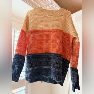Amazon Colorblock Turtleneck Sweater - Cream, Orange, Black